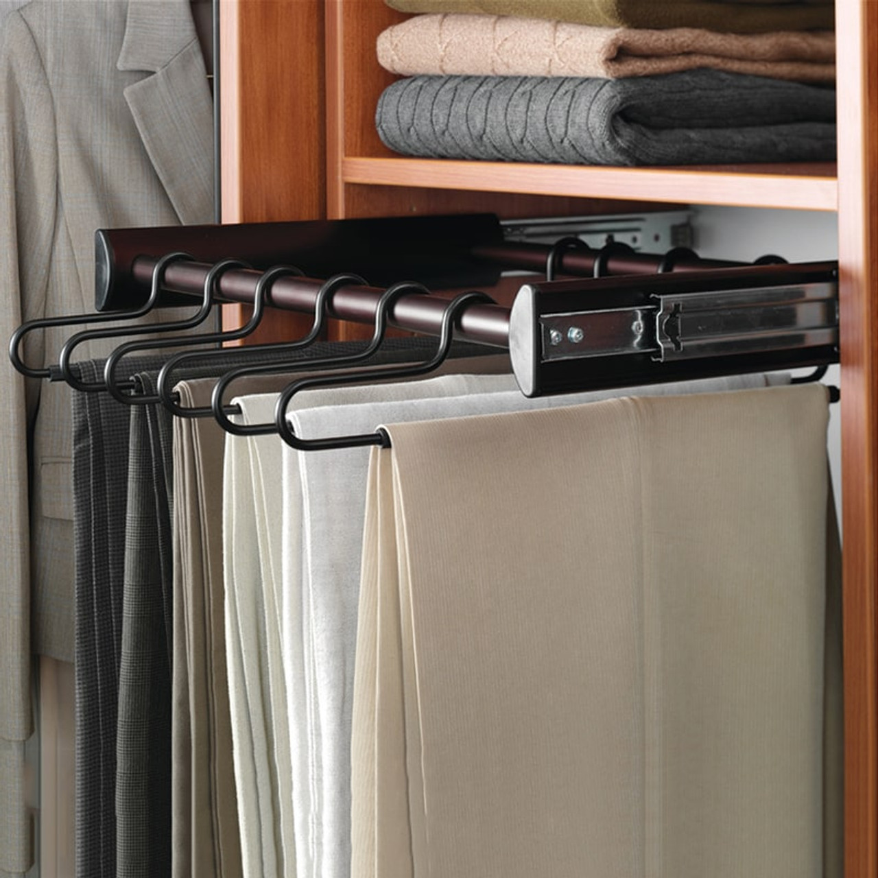 20 Arms Soft Close Pull Out Pants Rack for Closet - Clothing Closet Storage  | VoloShoppe