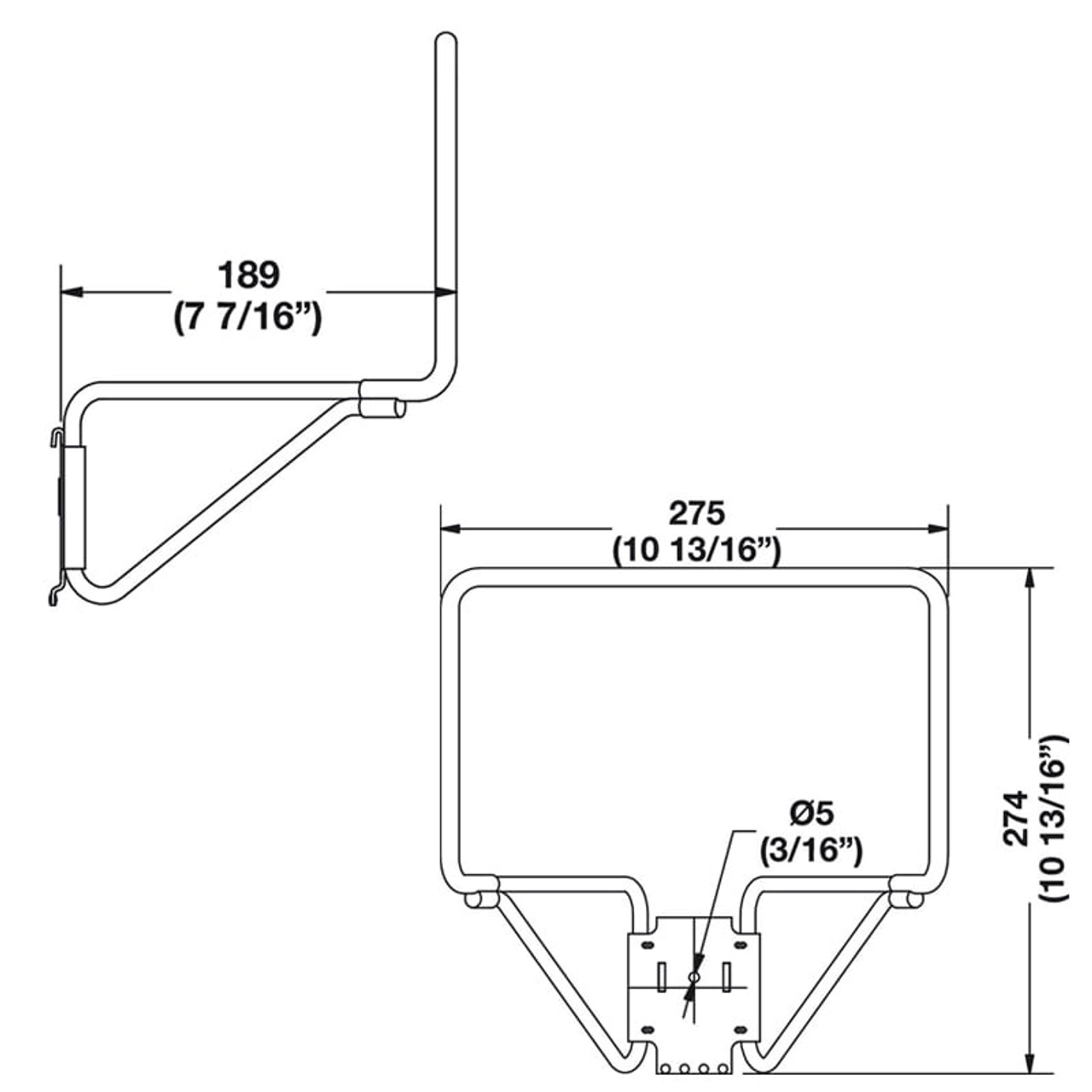 Hose Storage Hook - TAG Omni Track System Dimensions