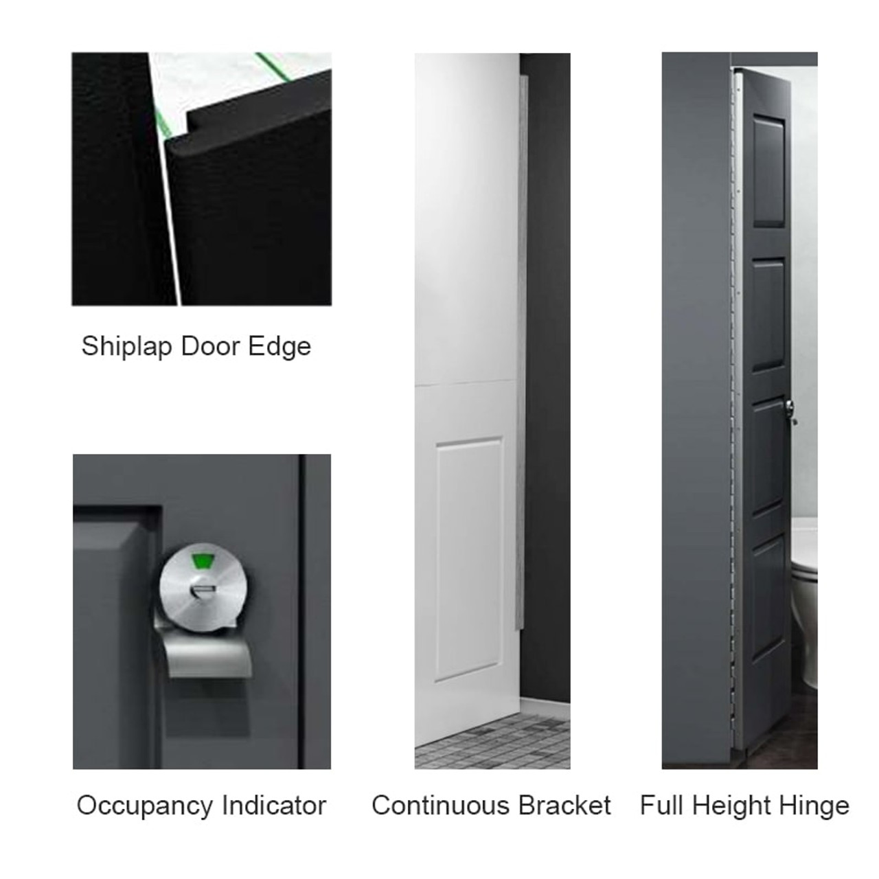 High Privacy Toilet Enclosure - 5 Stalls ADA Alcove Right Hand Features