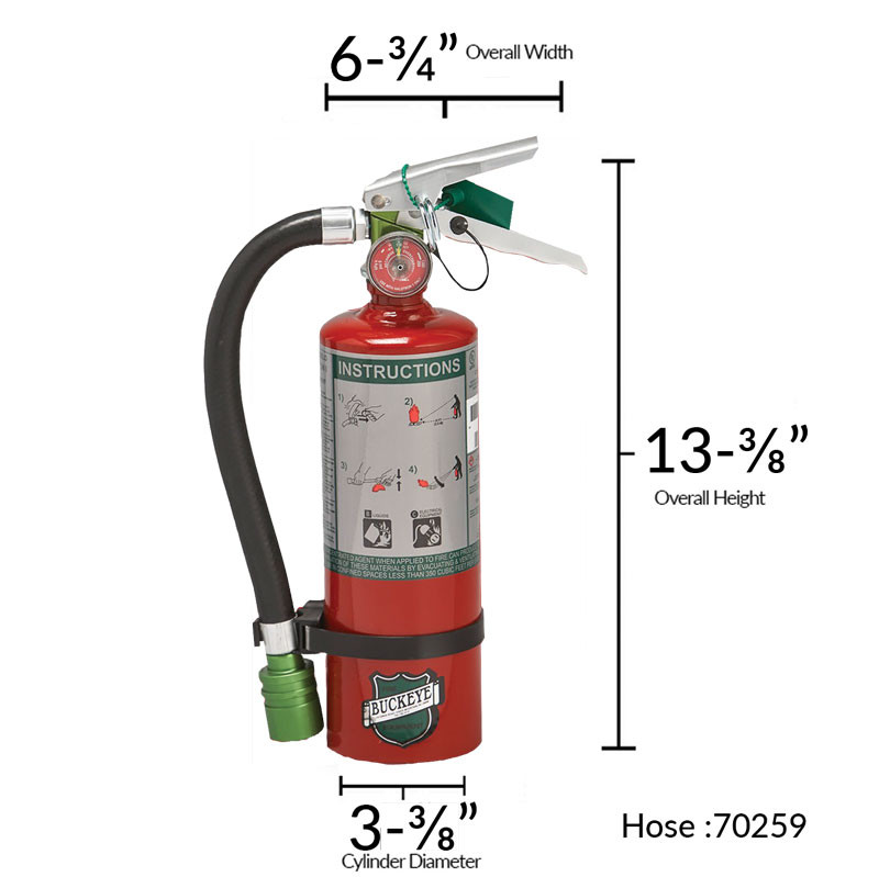 Halotron I 2.5lb Fire Extinguisher - Multi-Purpose - 70259 - Size