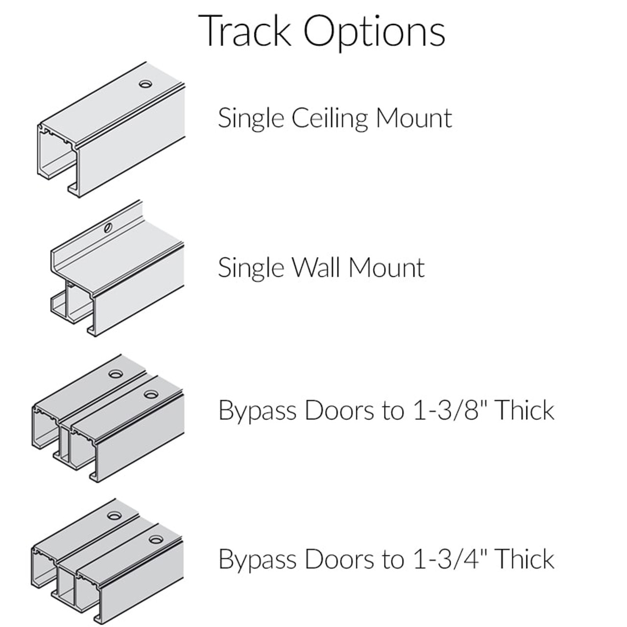 Hafele Slido D-Line11 50C Sliding Wood Door Kit - Track Options