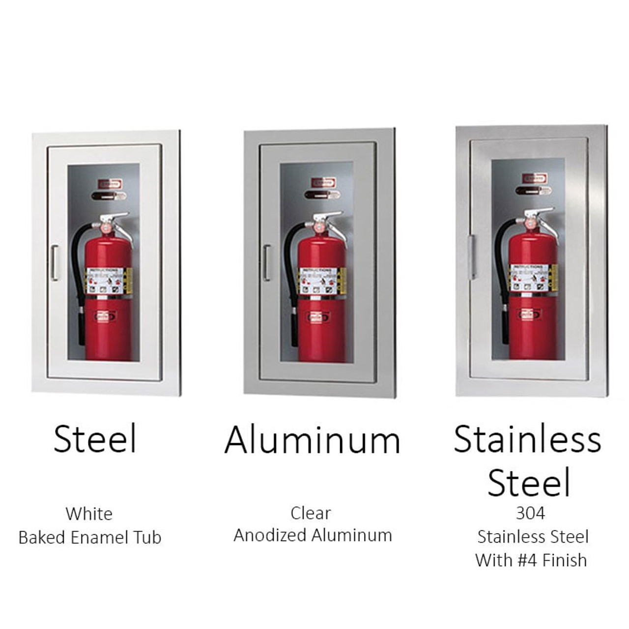 Semi-Recessed Fire Rated Extinguisher Cabinet - Larsen Architectural Series - Trim  Material