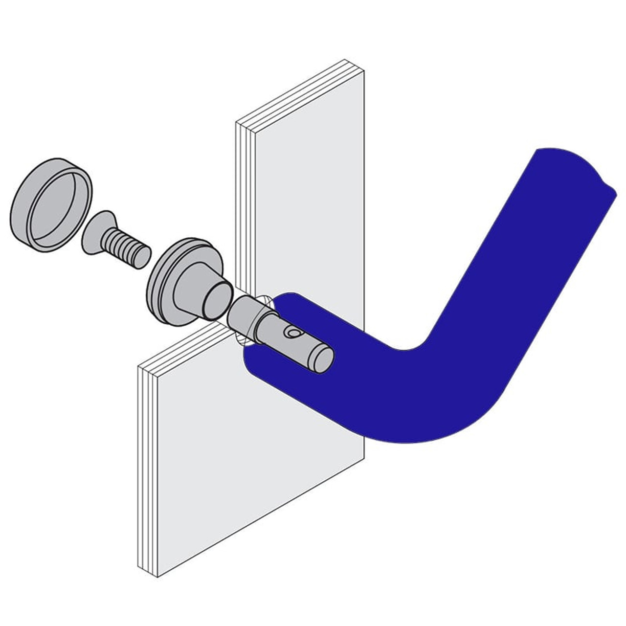 Hewi Door Pull Handle Mounting Hardware for Glass Doors - Default 