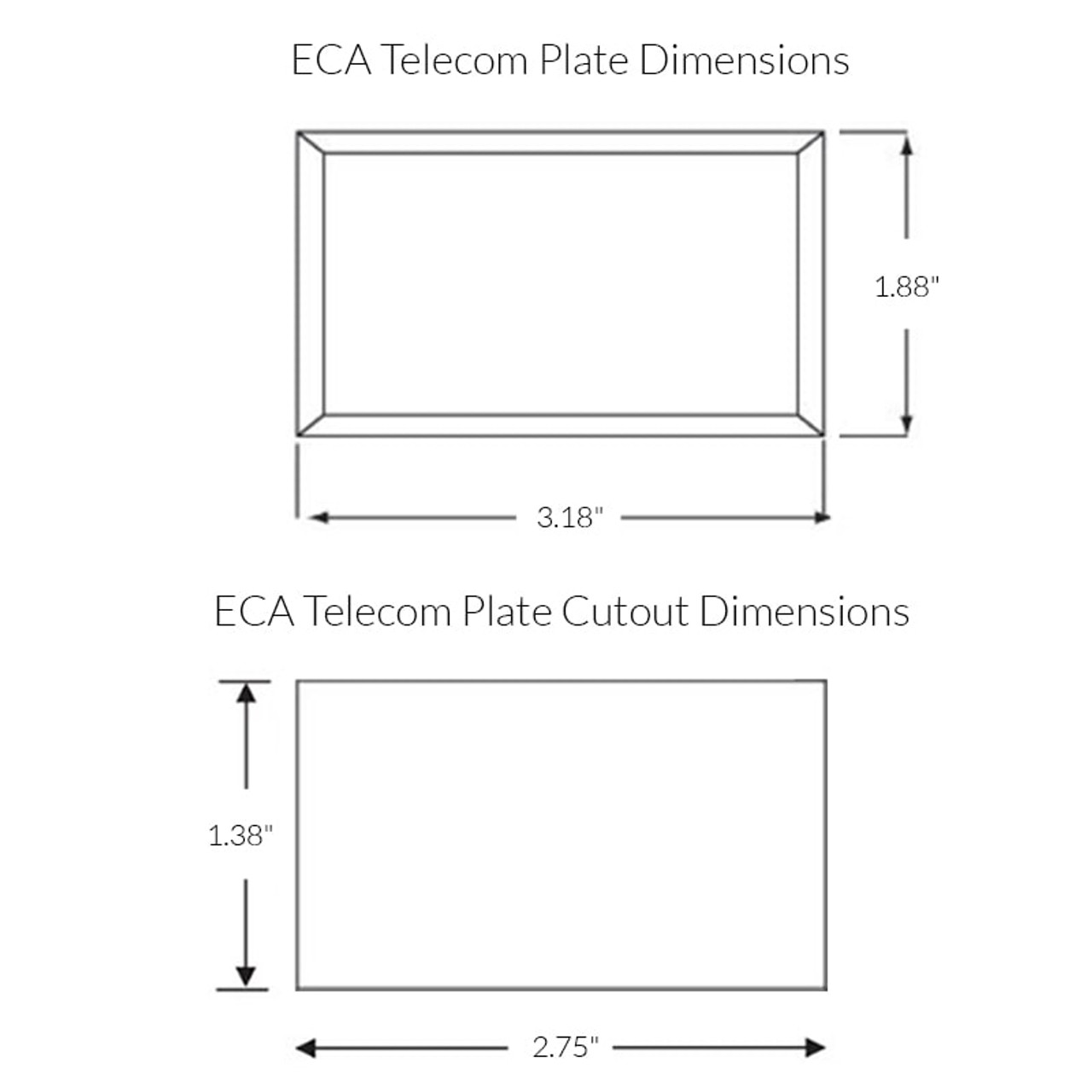 Telecom Plate with (1) HDMI with Patch Cord Dimensions 