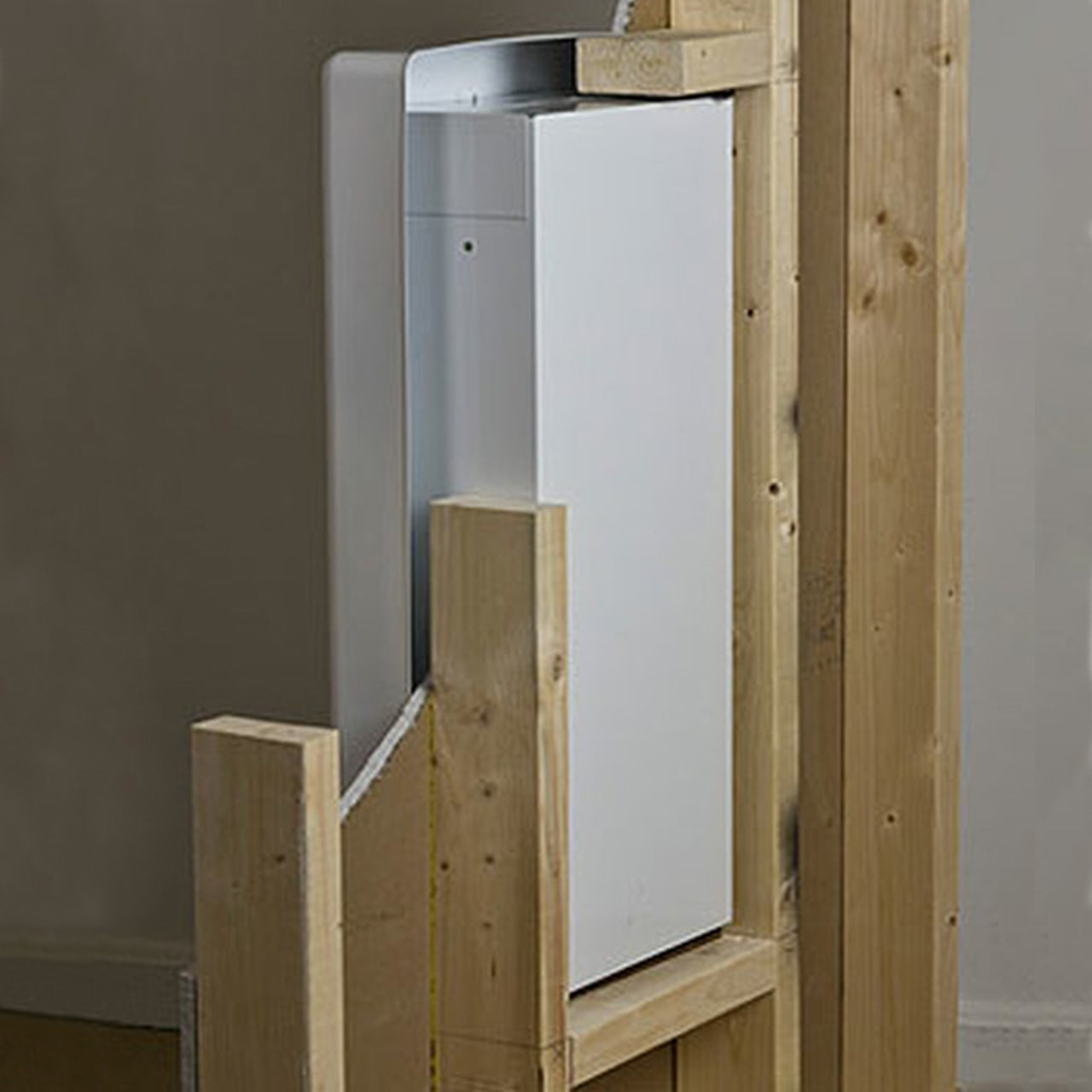 Semi-Recessed Fire Extinguisher Cabinet - Larsen Architectural Series - Installed