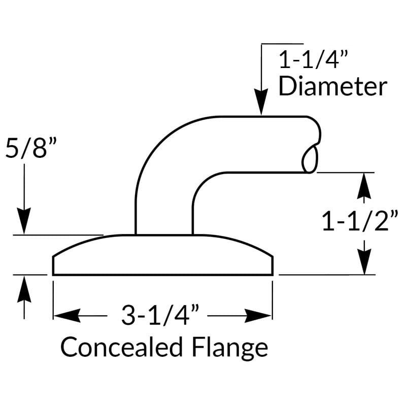 Bradley Stainless Steel L Shaped Corner Grab Bar - 1.25" Dia Dimensions