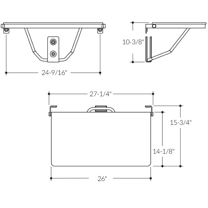 HEWI Stainless Steel Fold Up Shower Seat 26" - Series 900 - Spec Sheet
