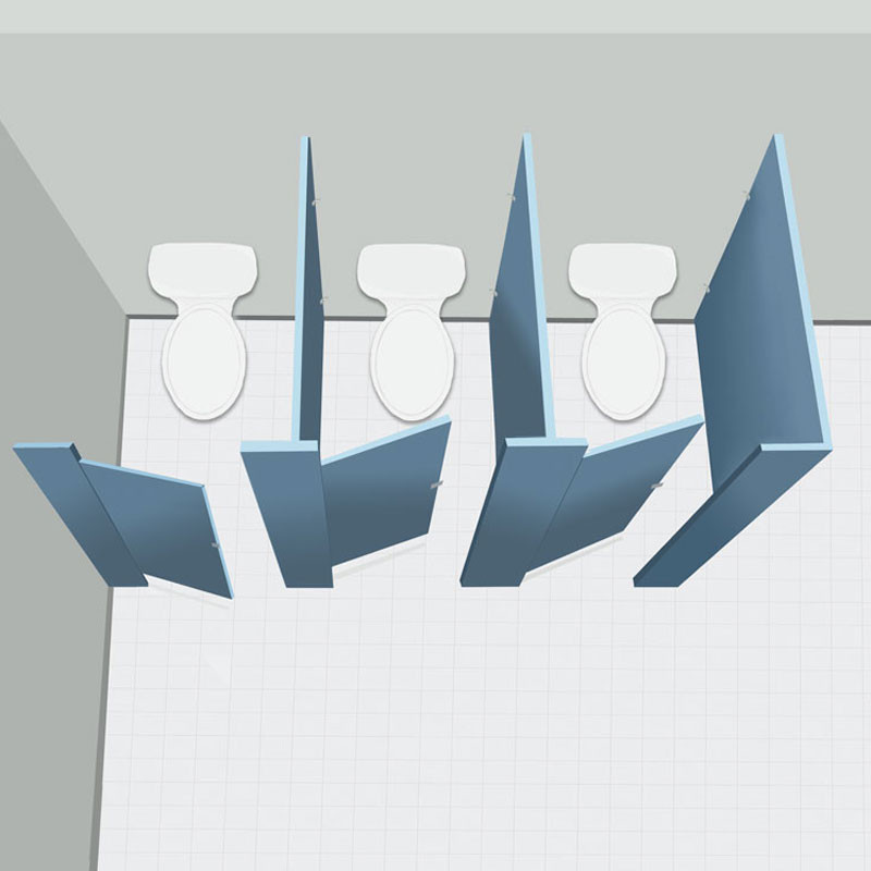 Baked Enamel Toilet Partitions - In Corner Layout Icon Drawing
