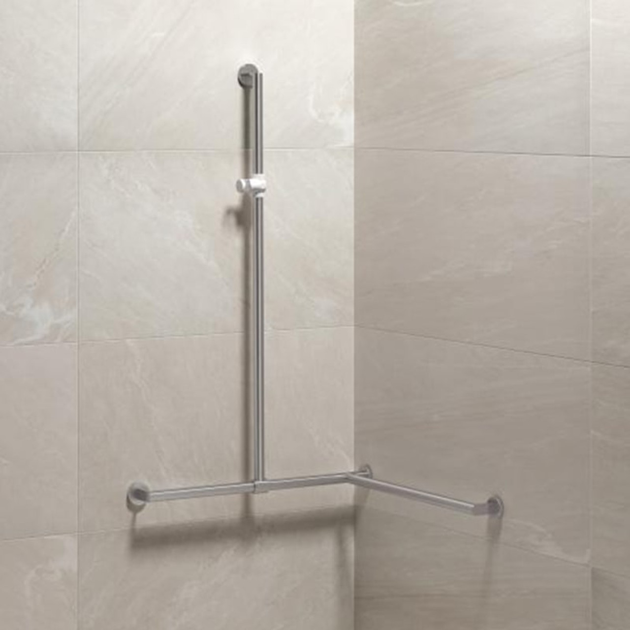 HEWI Stainless Steel Grab Bar with Adjustable Vertical Support - Series 900 - Application