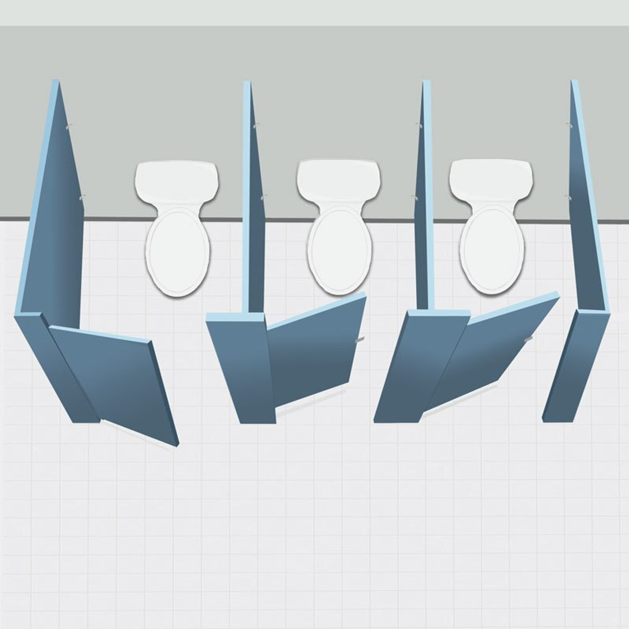 Solid Plastic Toilet Partitions - Free Standing Layout Icon Drawing
