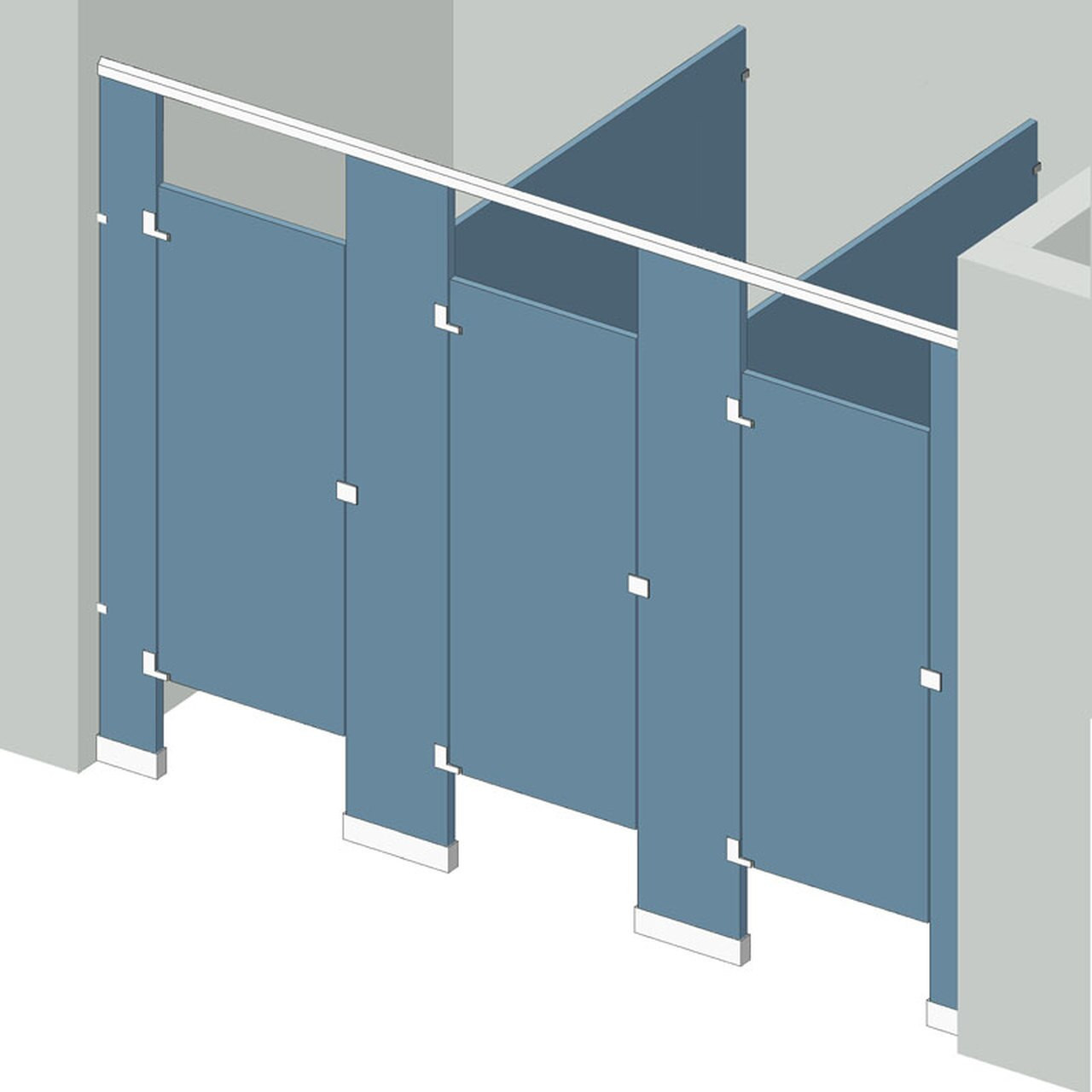 Solid Phenolic Toilet Partitions - Between Walls Layout 