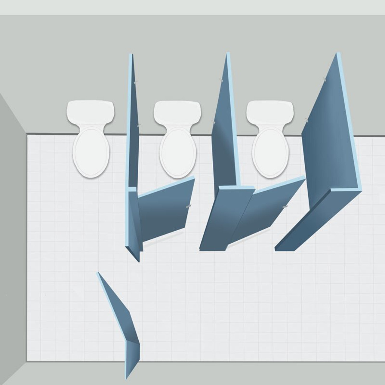Stainless Steel Toilet Partitions - Alcove Layout Icon Drawing