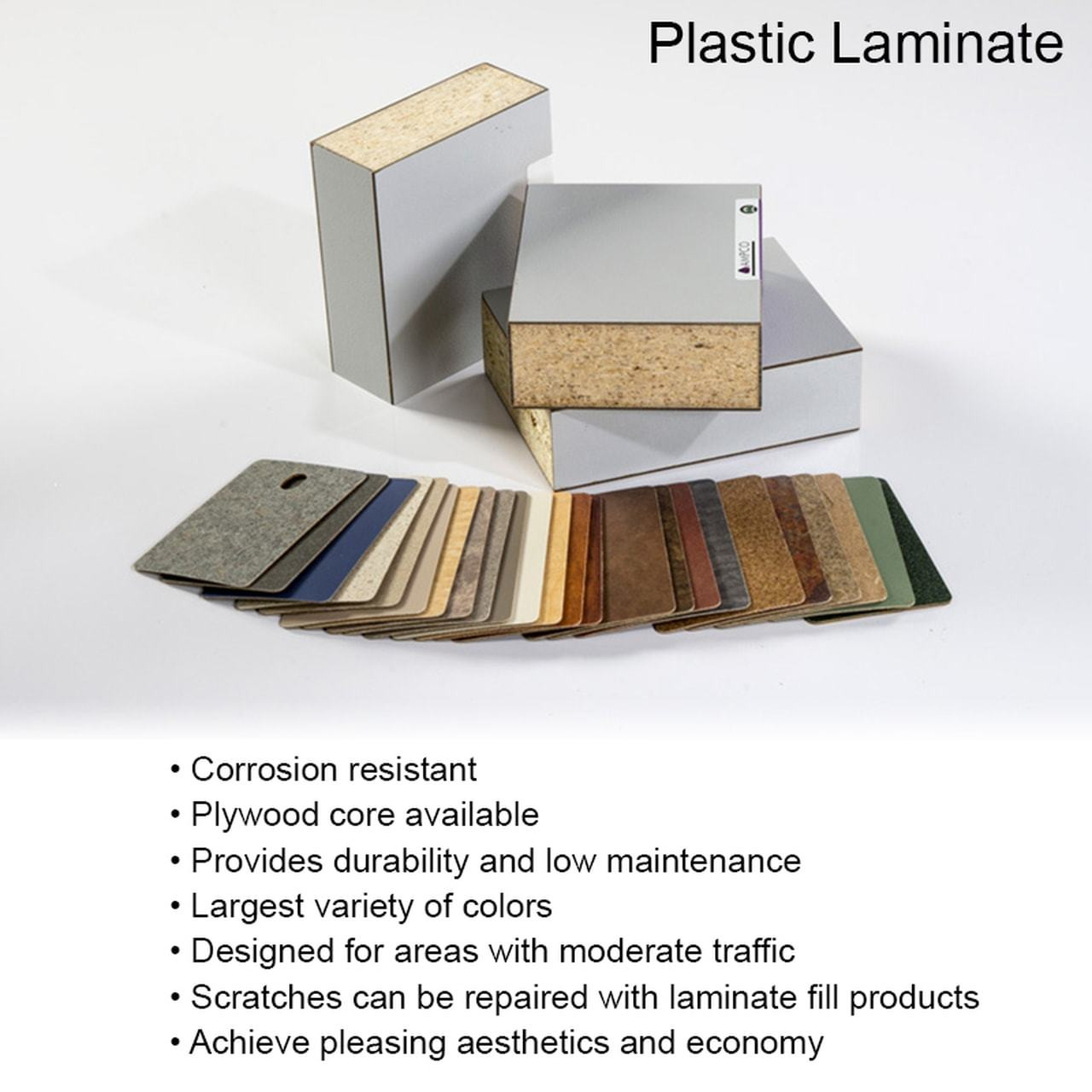 Plastic Laminate Toilet Partitions - In Corner Layout Material Information