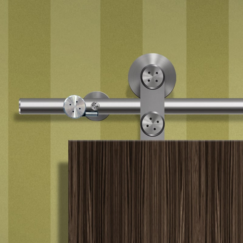 Hafele Flatec II Stainless Steel Sliding Barn Door Hardware - Solid Tube Track 220 lbs Door Max - Default