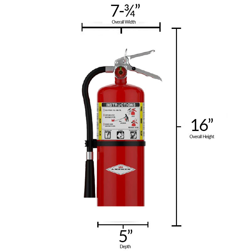 Dry Chemical 6lb Fire Extinguisher - Multi Purpose - Amerex - Size