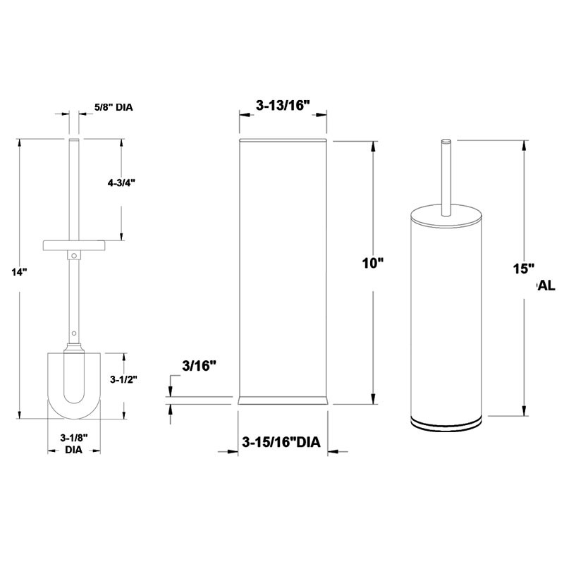 ASI Free Standing Toilet Brush and Holder 7388 - Omara Collection - Size