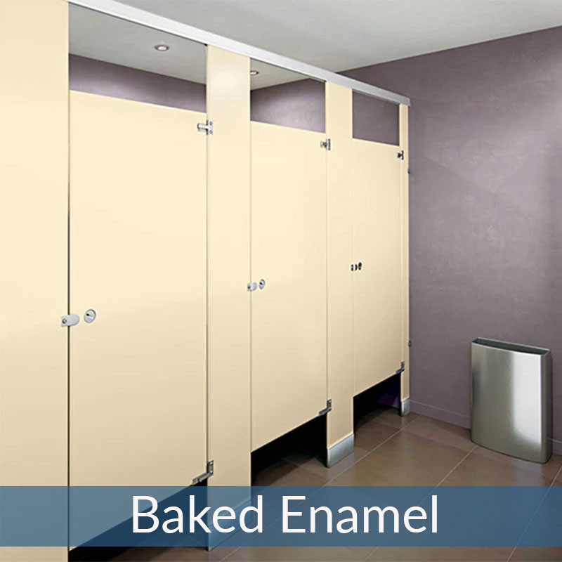 Bathroom Partitions - 3 Stalls In Corner Right Hand ADA  Baked Enamel