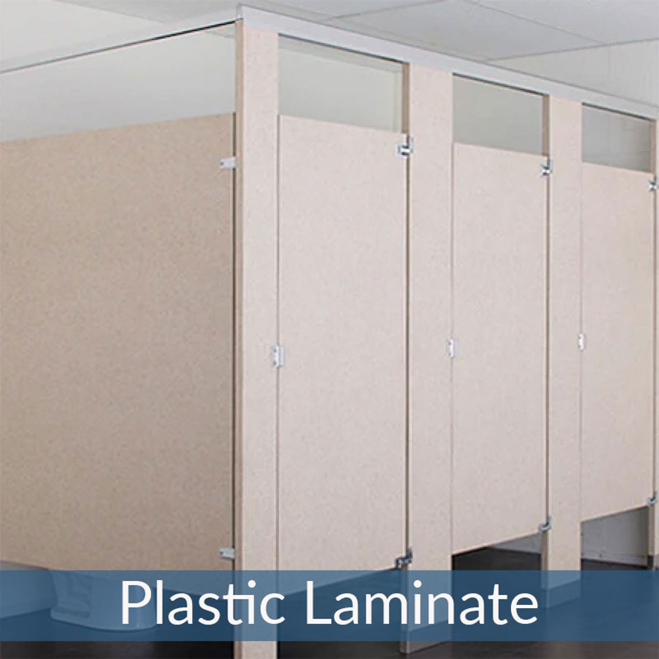 Bathroom Partitions - 3 Stalls Between Walls Left Hand ADA Plastic Laminate