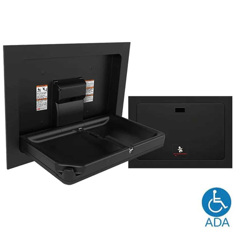 ASI Recessed Matte Black Stainless Steel Baby Changing Station 9018-41