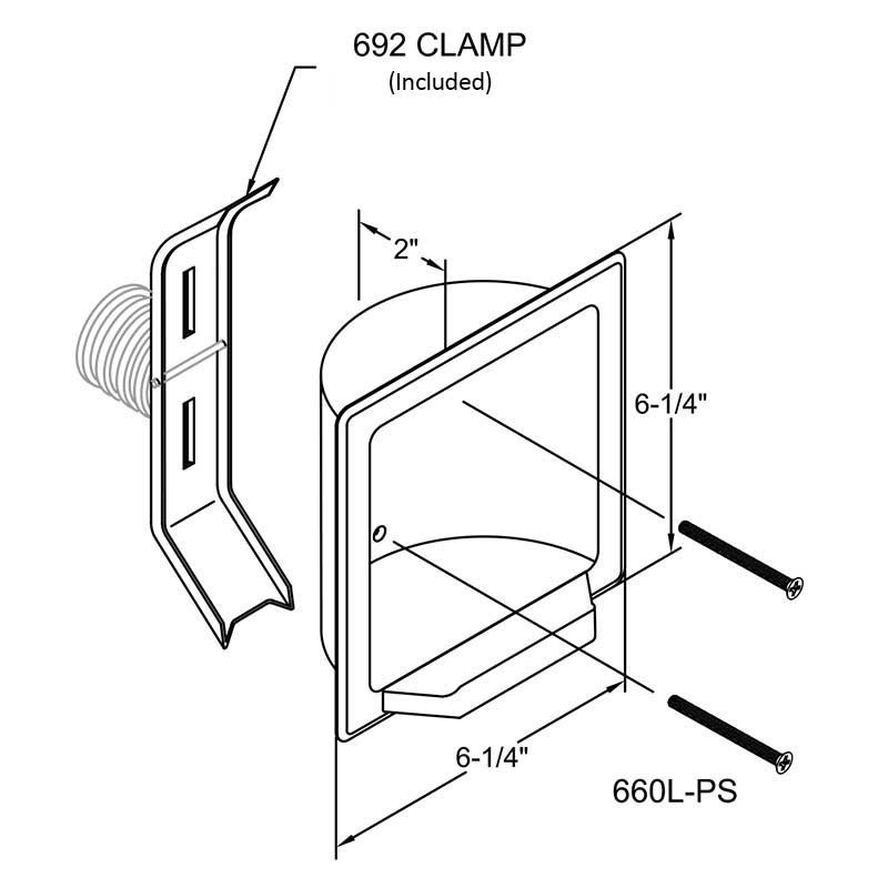 Seachrome Recessed Soap and Tumbler Holder with Metal Lip 660L-PS Specs