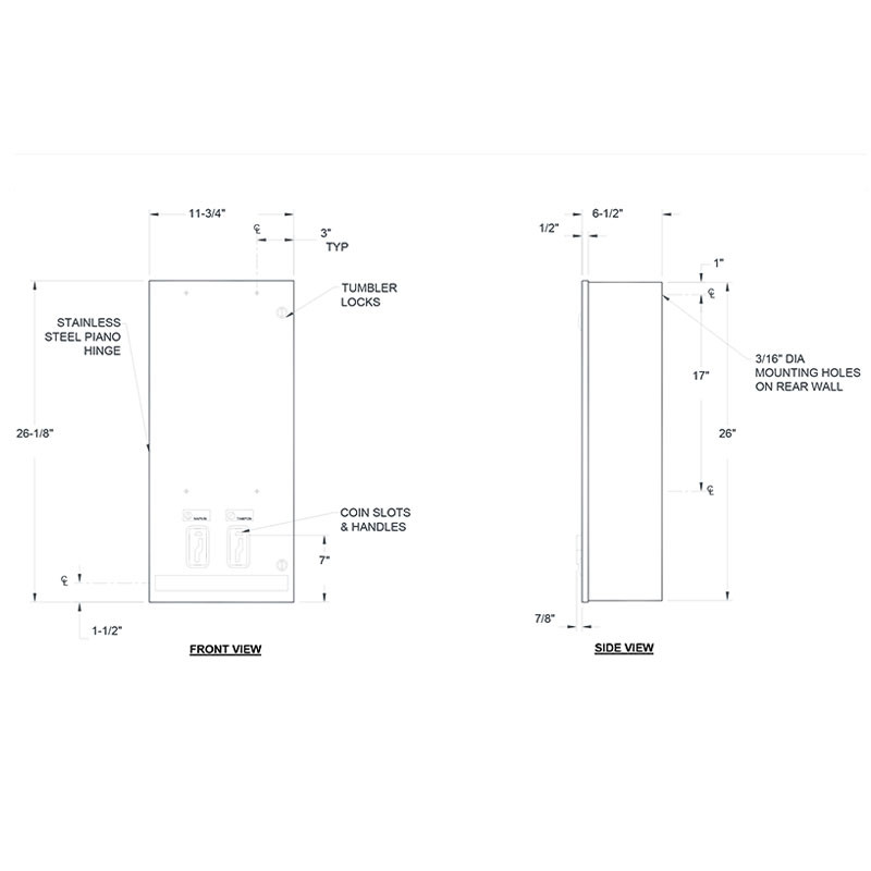 ASI Surface Mount Matte Black Dual Napkin and Tampon Vendor 0864-41