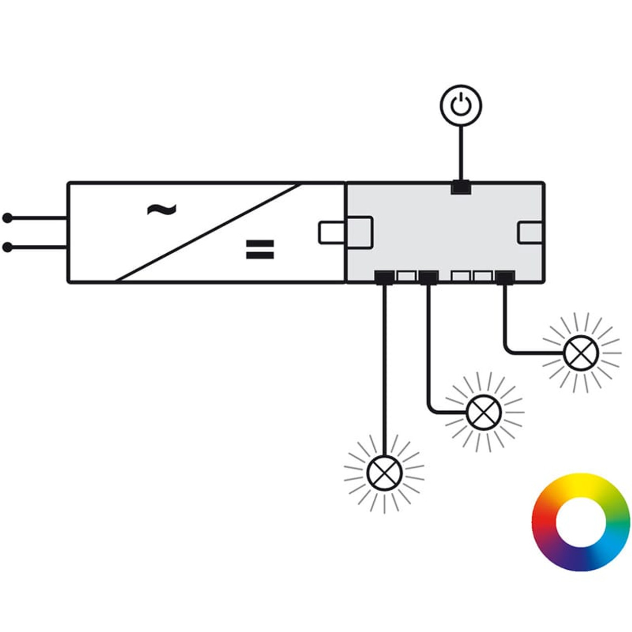 Loox5 12V RGB LED Lights Box to Box 6 Way Distributor with Switch Port - Chart