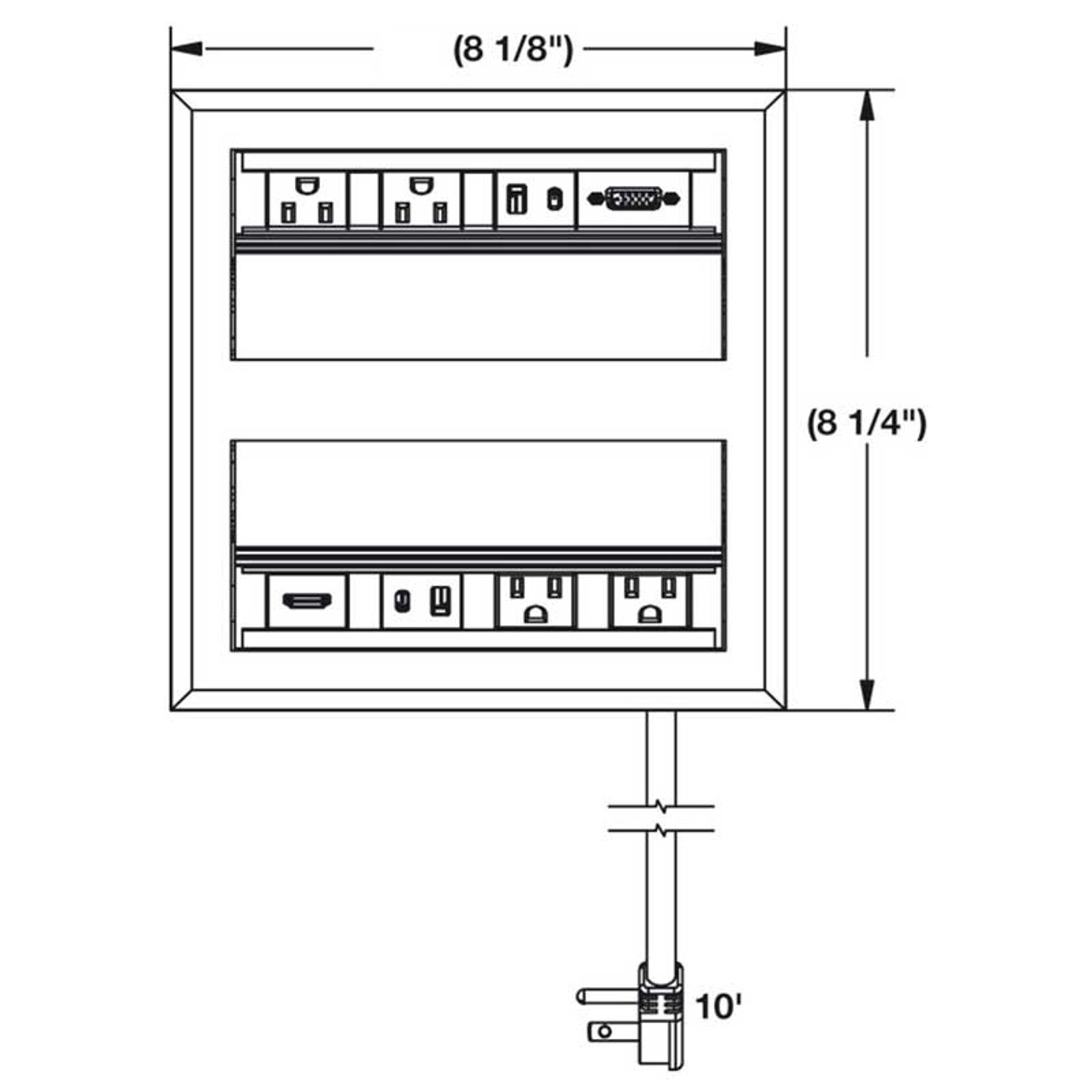 Hafele Dock 704 Two-Sided Power and Data Flip-Up Charging Center - Submittal