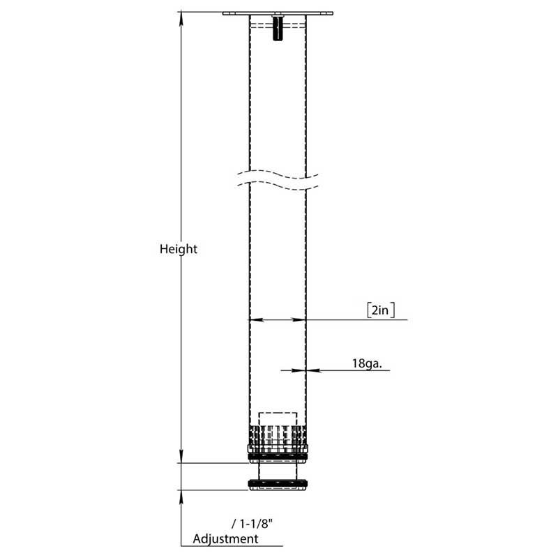 PMI Rockwell Round Slim Table Leg 950-8S-02 - Counter Height - Submittal