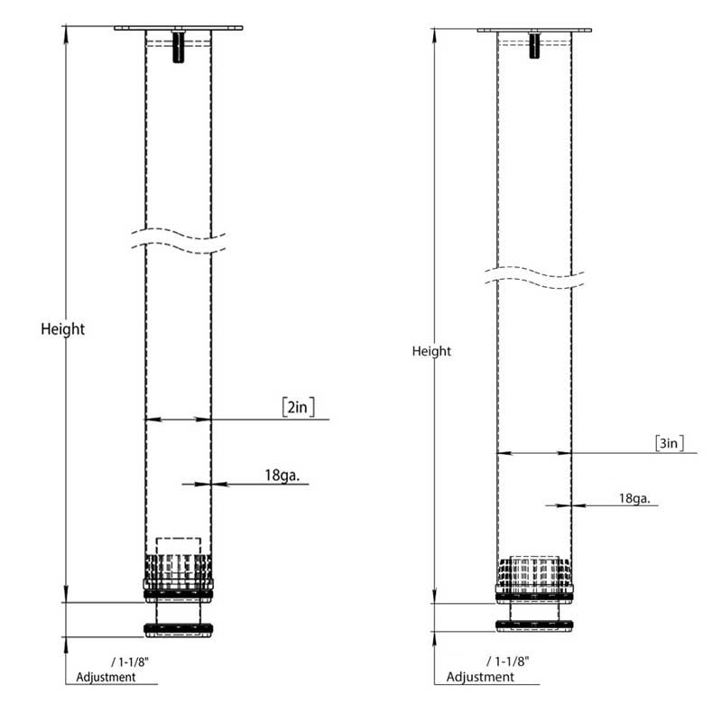 PMI Rockwell Round Table Leg 960-34-02 Set of 4 - Submittal