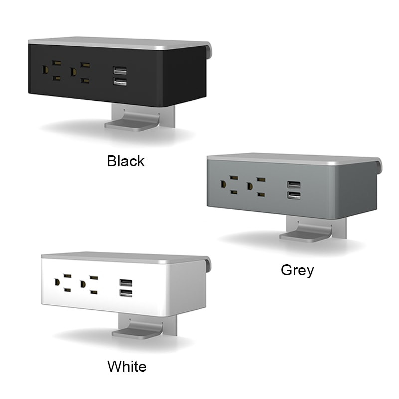 Dekko Ashley Duo Relocatable Plastic Hub - 2 Power, 2 USB-A