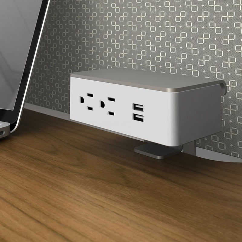 Dekko Ashley Duo Relocatable Plastic Hub - 2 Power, 2 USB-A Application