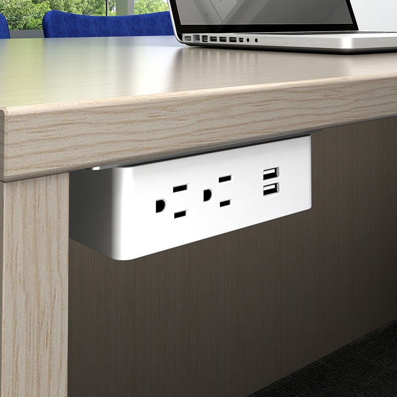 Dekko Ashley Duo Under Desk Plastic Hub - 2 Power, 2 USB-A Application