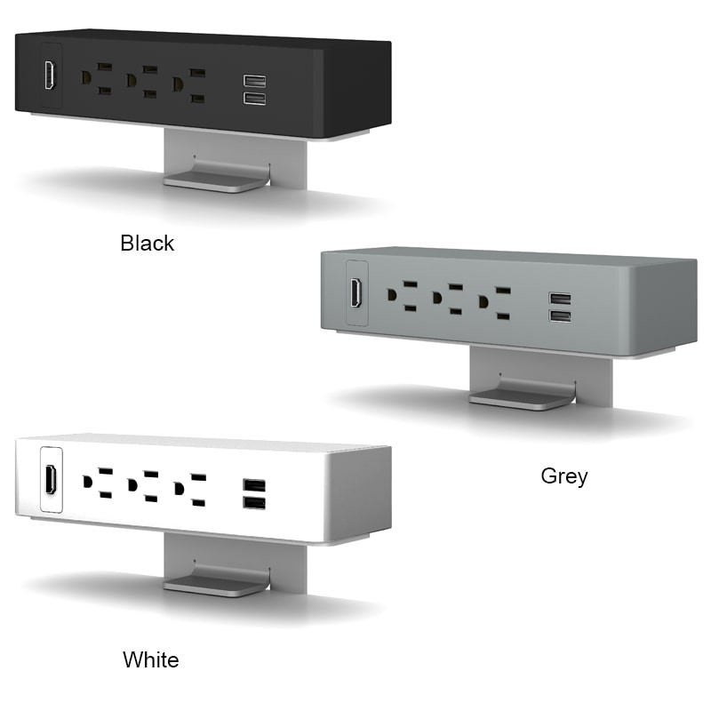 Dekko Ashley Trio Relocatable Plastic Hub - 3 Power, 2 USB-A, Data