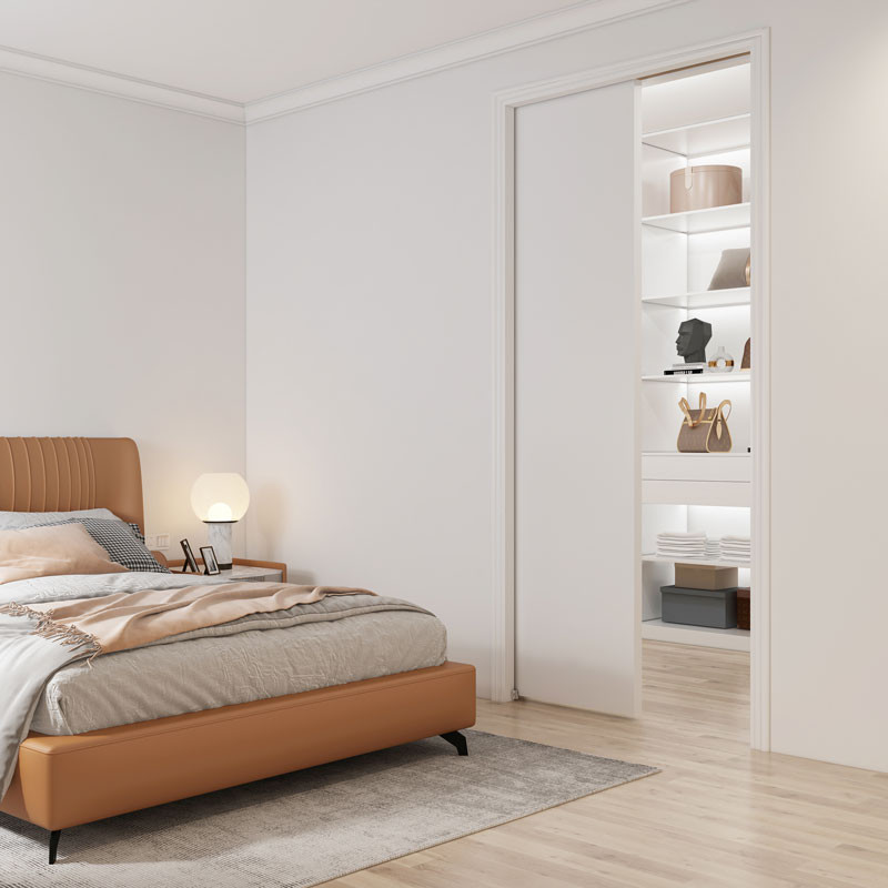 Onward Evanescence Sliding Pocket Door Hardware Kit Halfway Open Application