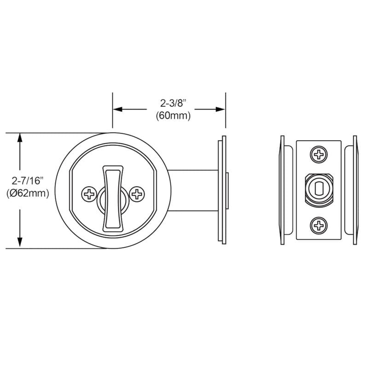Richelieu Sliding Pocket Door Pull Round Trim Dimensions