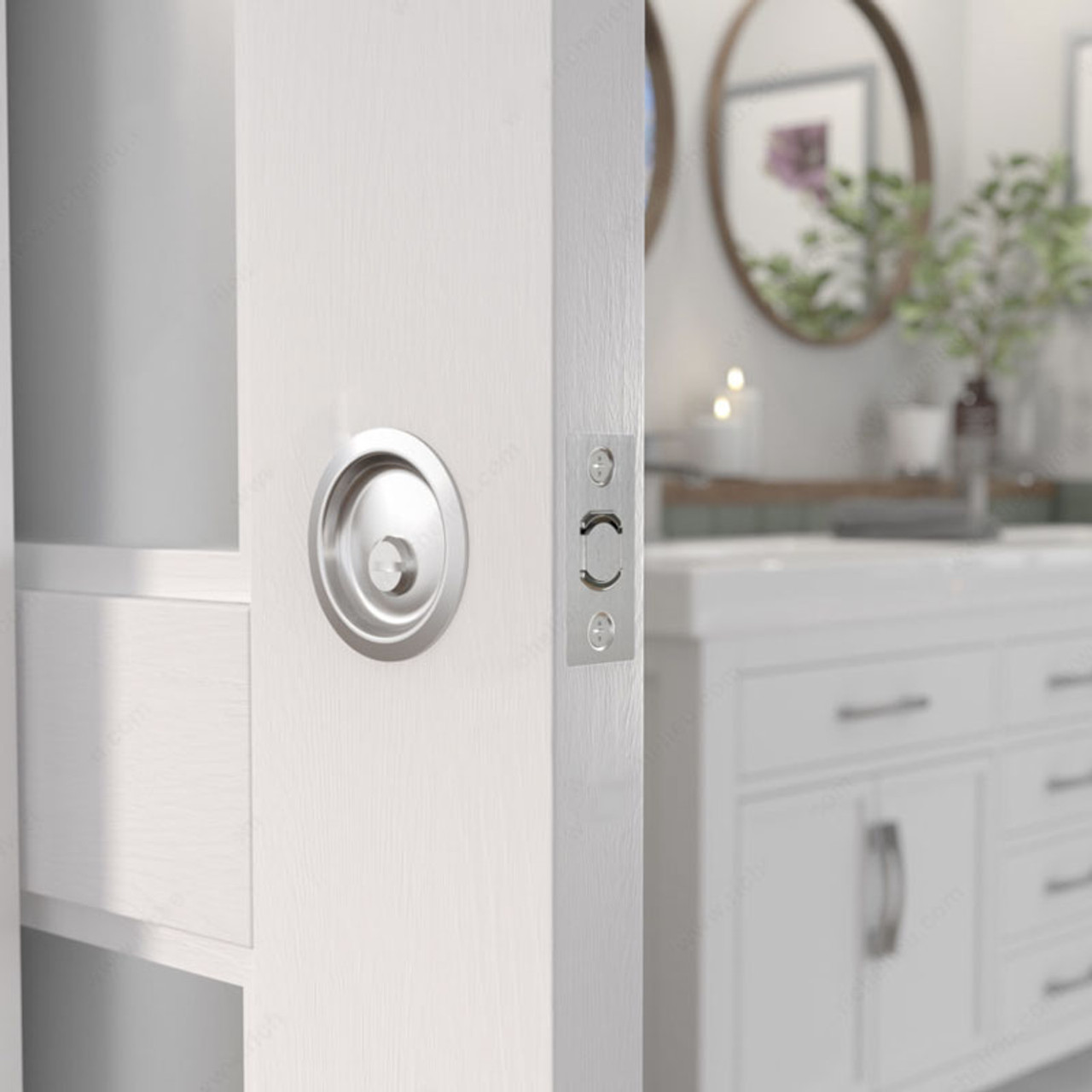 Richelieu Sliding Pocket Door Pull Round Trim Installed Detail