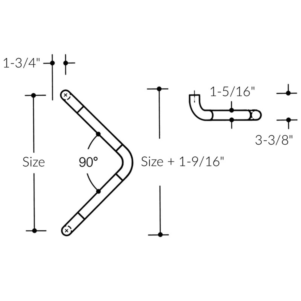 HEWI Custom Length Nylon V Shaped Door Pull Handle - 33.2023  - Spec Sheet