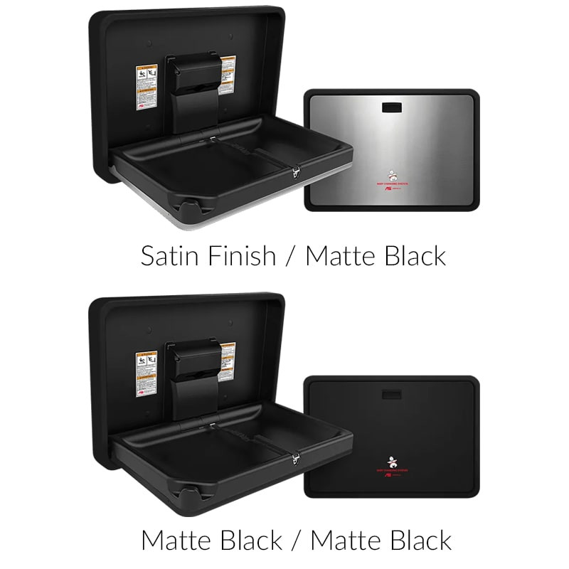 ASI Surface Mounted Matte Black Stainless Steel Baby Changing Station 9024-41 - Finishes