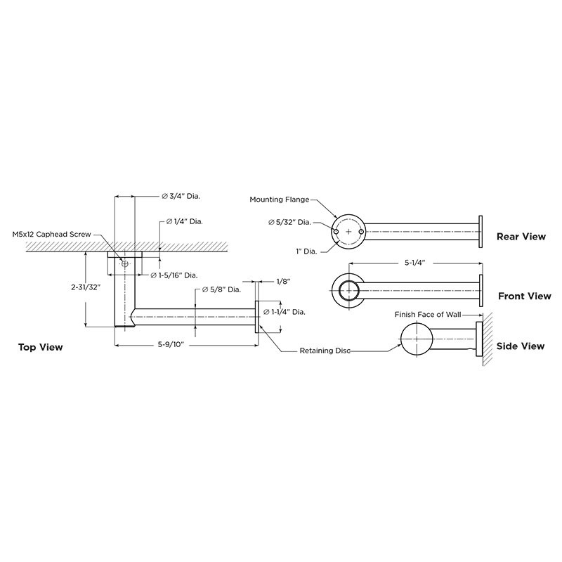 Bobrick Surface Mounted Toilet Tissue Dispenser - Fino Collection -Size