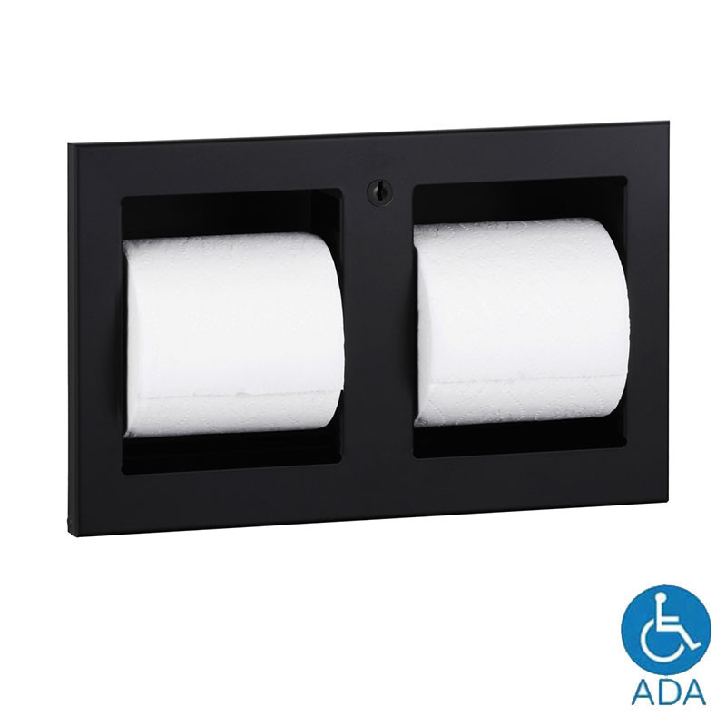 Bobrick Recessed Matte Black Dual Roll Toilet Tissue Dispenser - TrimLine Series
