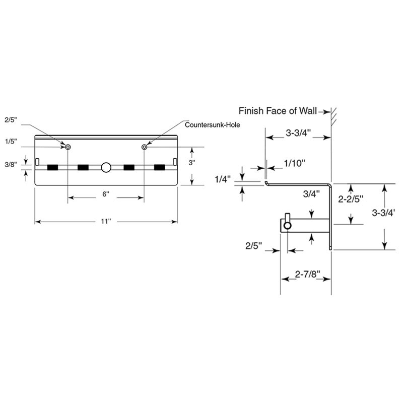 Bobrick Surface Mount Matte Black Dual Roll Toilet Tissue Dispenser with Shelf - Cubicle Collection - Size