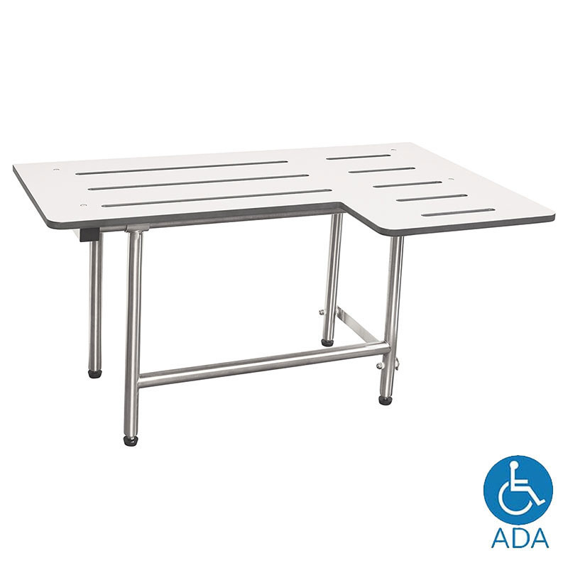 Bobrick Solid Phenolic Folding L-Shaped Bariatric Shower Seat with Legs B-51815
