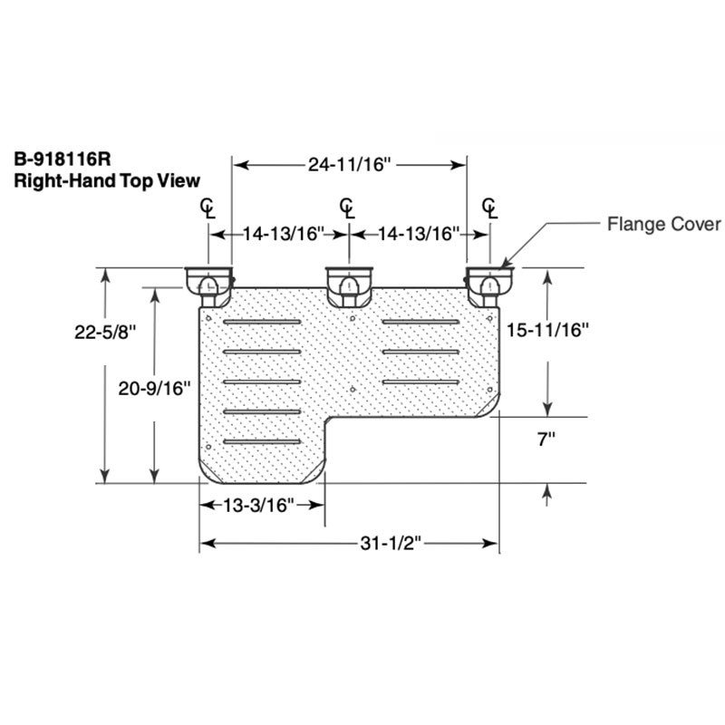 Bobrick Folding L-Shaped Bariatric Shower Seat with Legs B-918116L - Right Side