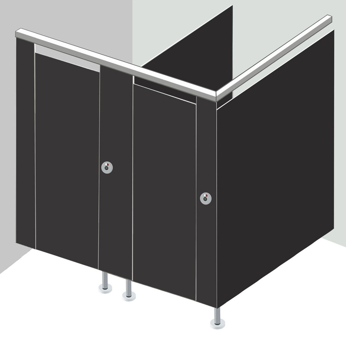 Alpaco Collection Toilet Partitions - 2 Stalls In Corner Left Hand