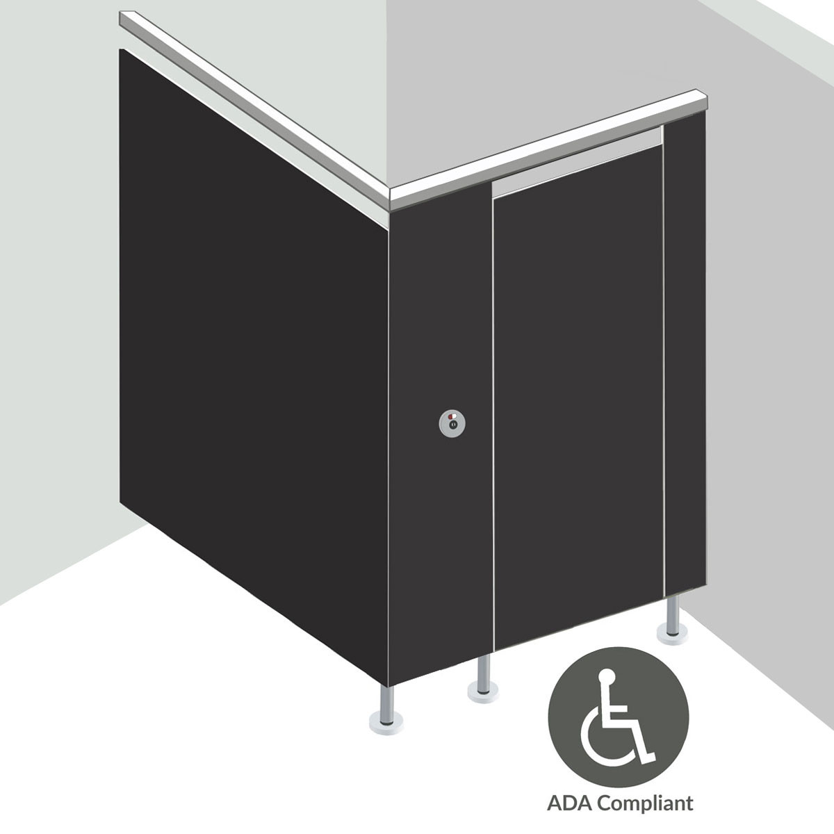 Alpaco Collection Toilet Partitions - 1 Stall ADA In Corner Right Hand
