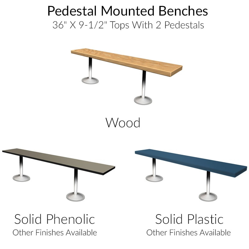 Dressing Compartment - Between Wall - Right Hand - 6 Stall  Stainless Steel - Pedestal Mounted Benches