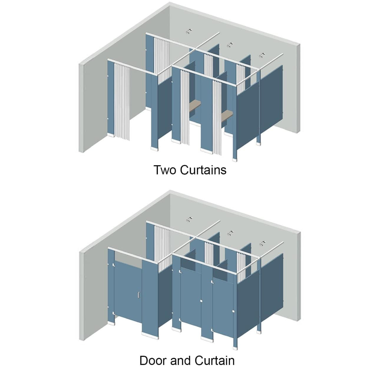 Shower/Dressing Combo - Free Standing - Right Hand - 5 Stall Door or Curtain Options