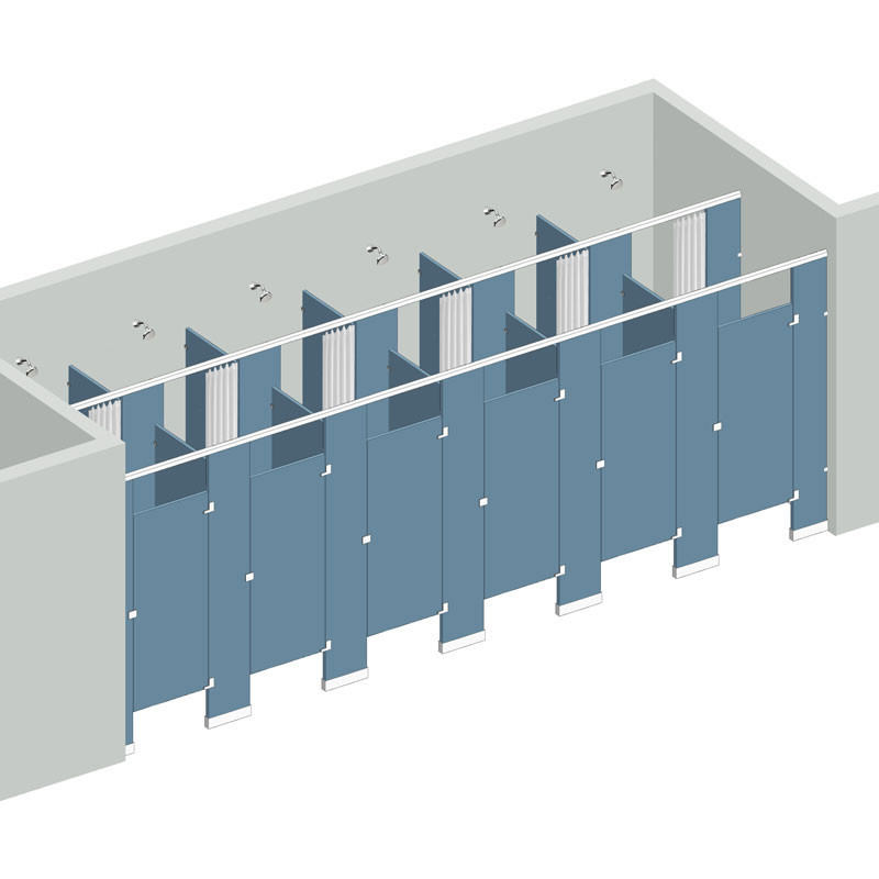 Shower/Dressing Combo - Between Wall - Right Hand - 6 Stall 60" Shower Area Curtain, Dressing Area Door