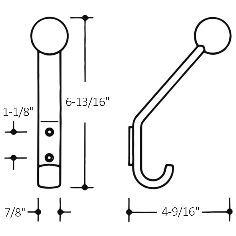 HEWI Nylon Coat and Hat Wall Hook with Ball Top - 477.90.080 - Spec Sheet 