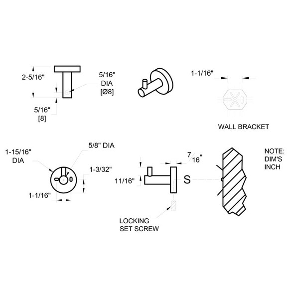 ASI 7308 Robe Hook - Single - Surface Mounted